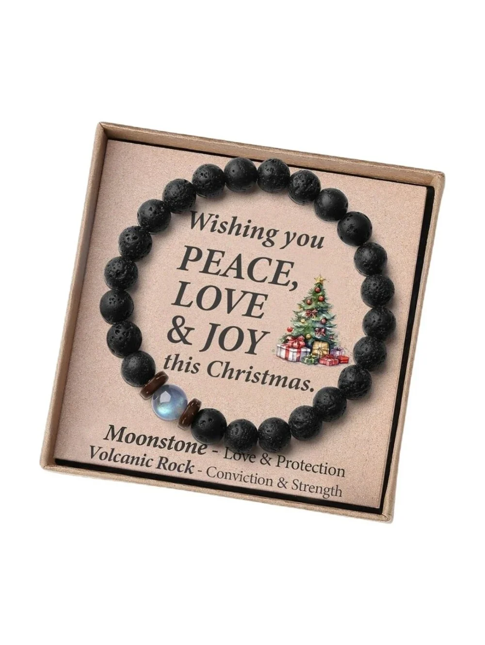 Themerol Lava Bead & Moonstone Bracelet